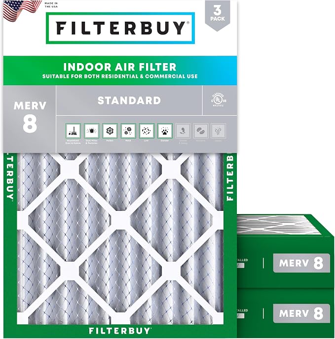 Filterbuy 24x25x4 Air Filter MERV 8 Essential Dust & Allergy Defense,