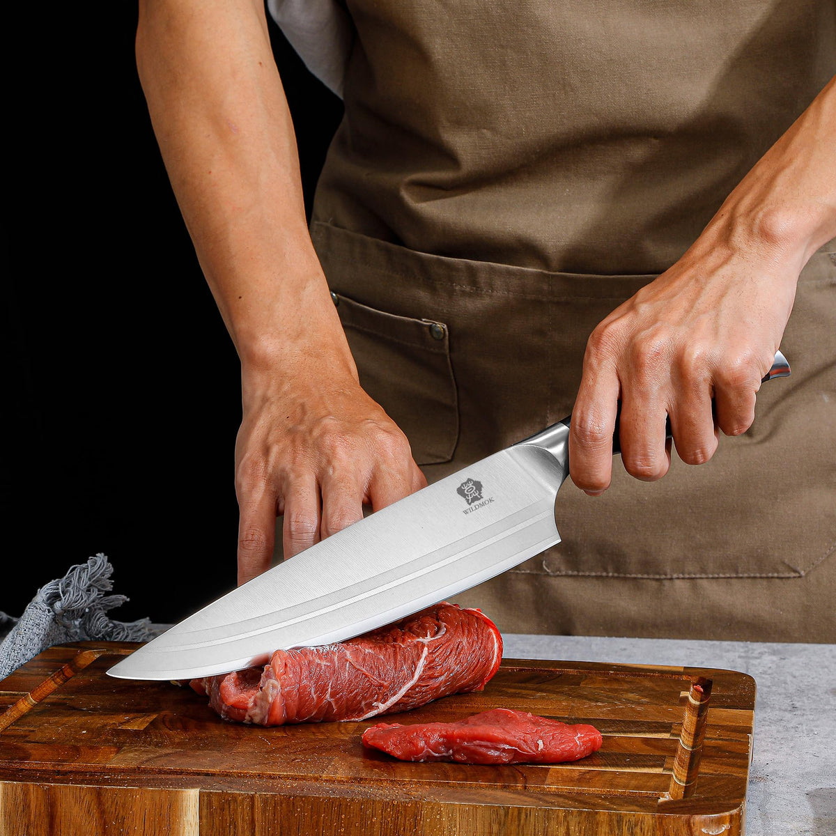 WILDMOK Chef Knife 8 Inch, German Steel Kitchen Knives Chef's Knives with Pakka Wood Handle, Gift Box