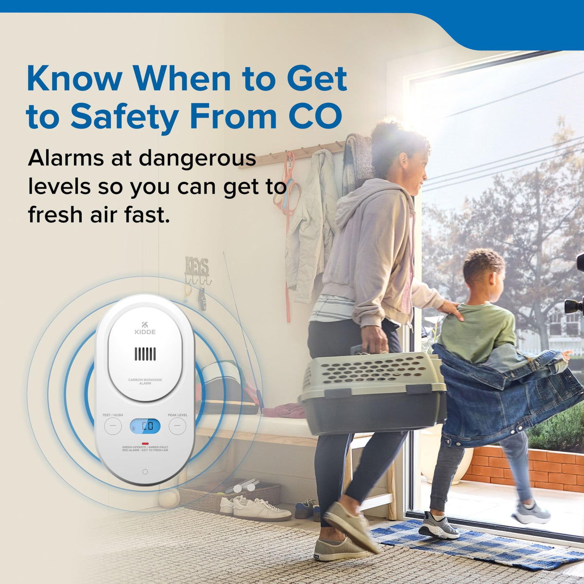 Kidde Carbon Monoxide Detector, Plug-in with AA Battery Backup, Easy-to-Read Digital Backlit Display, 85 dB Alarm, Rotating Plug, LED Status Light Indicators, 5th Edition, COPD