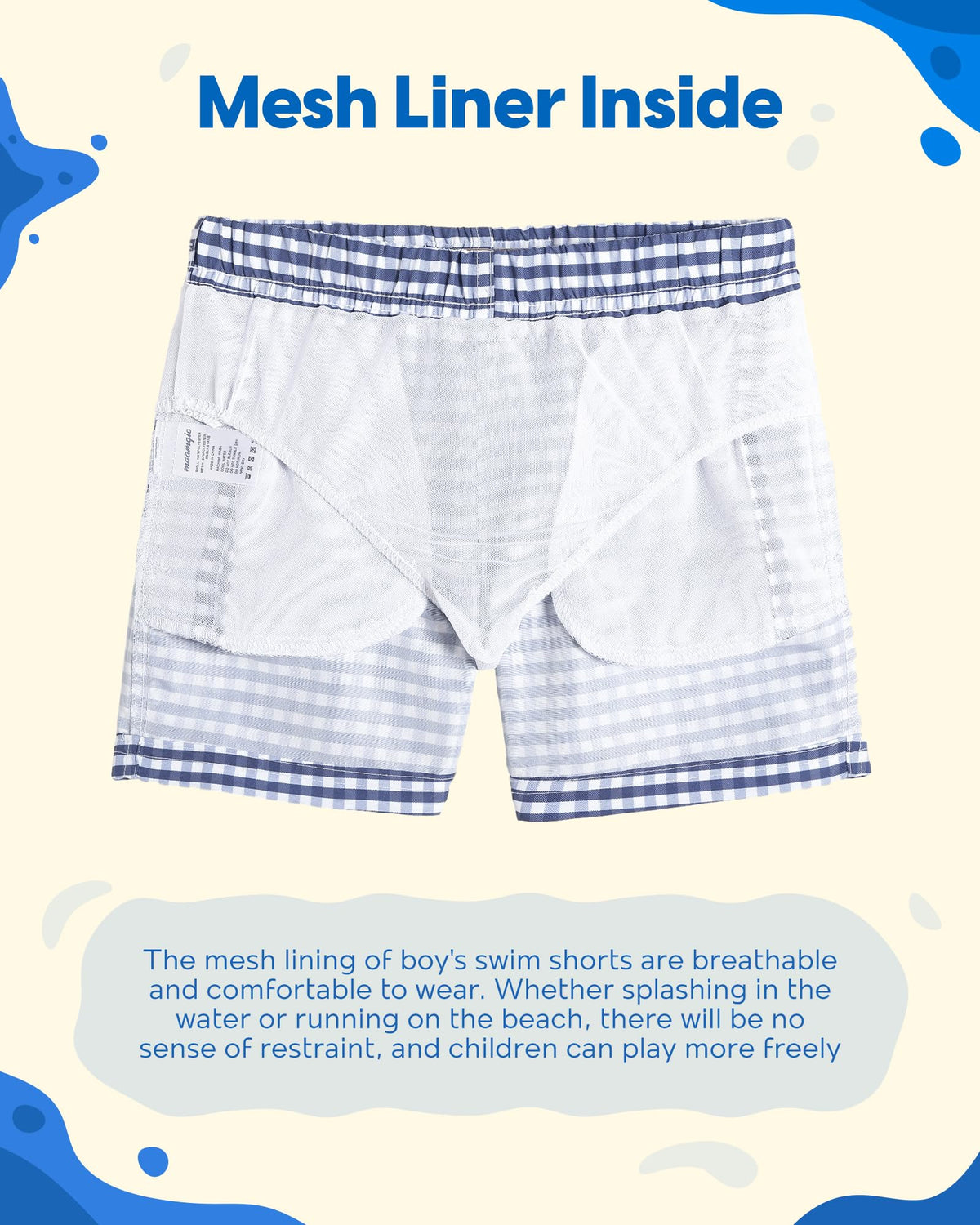 maamgic Boys Swim Trunks Toddler Swim Shorts Little Boys Bathing Suit Swimsuit Toddler Boy Swimwear,Check Bluepurple,14 T