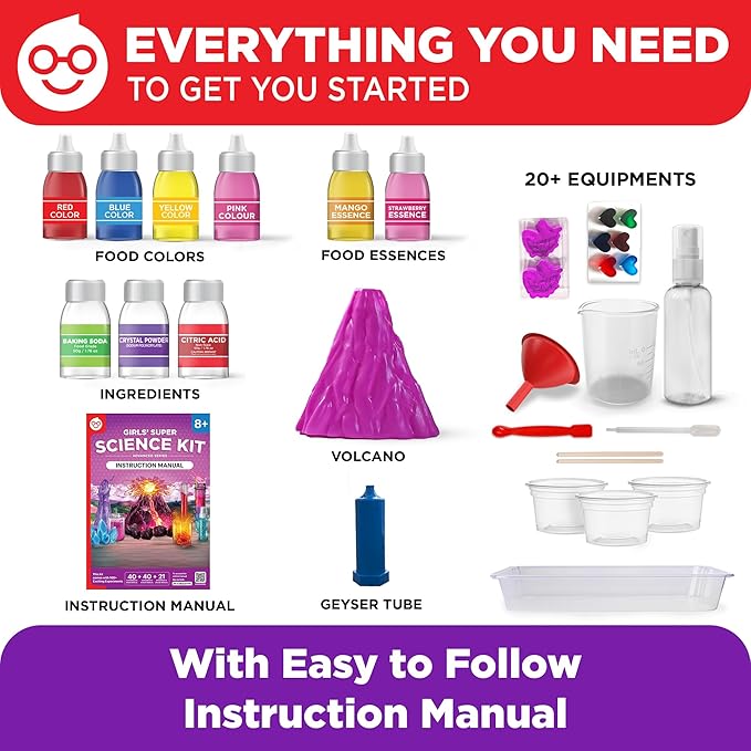 Doctor Jupiter Girls' Super Science Kit for Ages 8-12 Ideas for Girls 8,9,10+ Years Old | Chemistry Set, STEM Toy Kit with 100+ Experiments | Learning & Educational Projects
