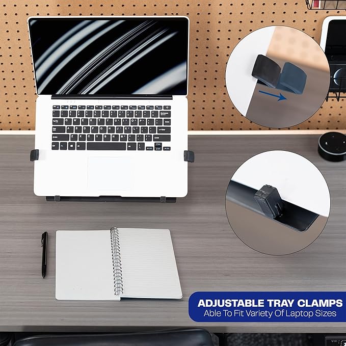 VIVO Pegboard Compatible 10 to 15.6 inch Laptop Mount Holder, Adjustable Notebook Tray, MOUNT-PB2L