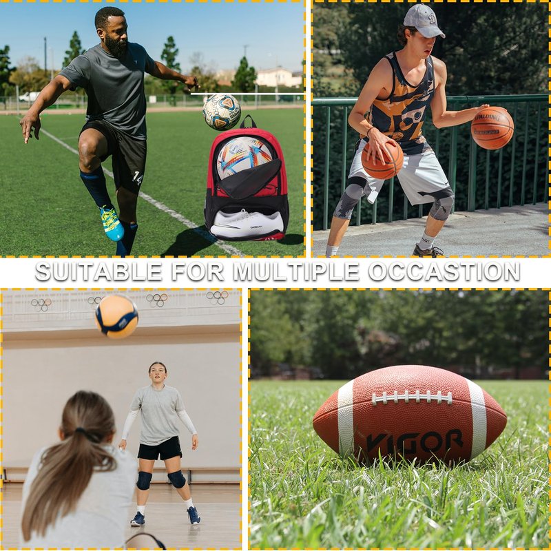 Hsmihair Soccer Bag-Soccer Backpack&Backpack for&Football Volleyball& Basketball,with Ball Compartment and Training Package