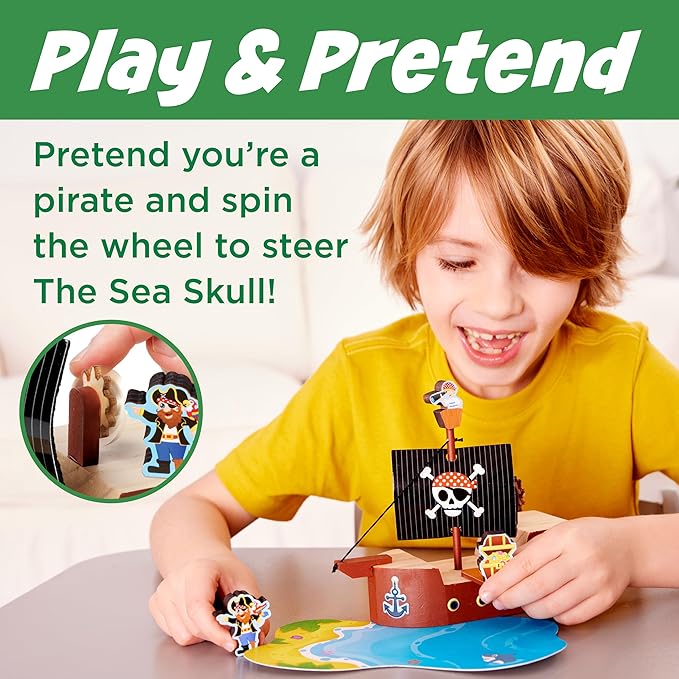 Creativity for Kids Buildeez! Easy Wooden Model Set: Pirate Ship, Sea Skull - DIY Arts & Crafts Kit, STEM Toys and Gift for Kids, Boat Toys for Boys (Ages 5+)