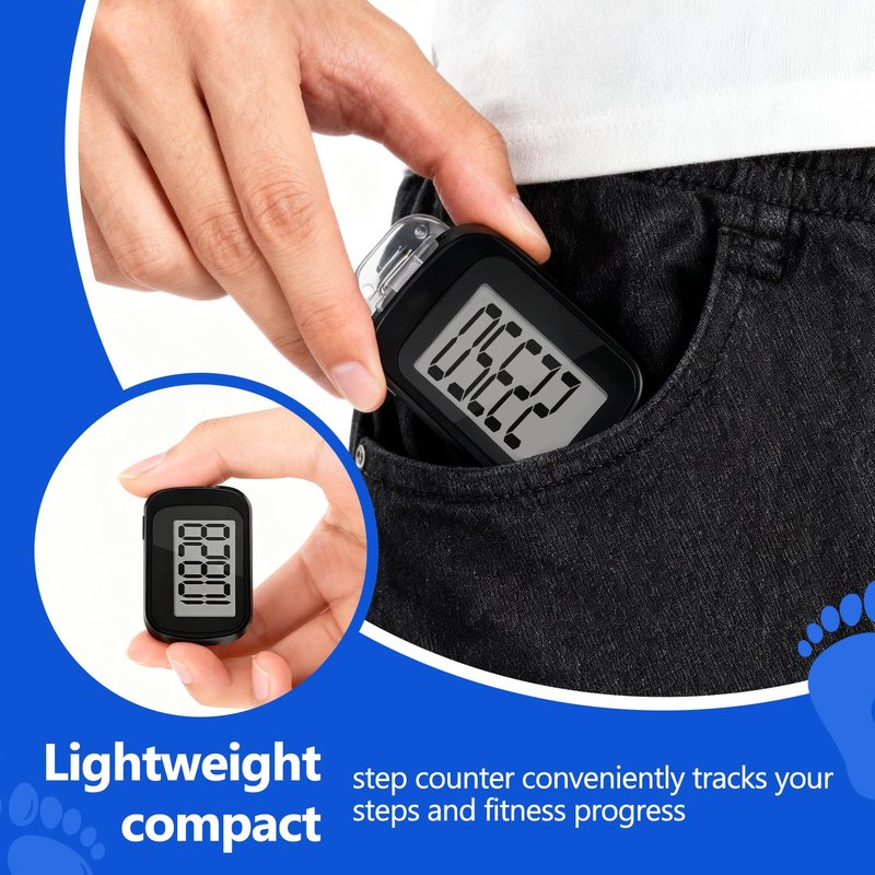 4 Pack Pedometer for Walking, Simple Step Counter 3D Pedometer with Removable Clip and Lanyard, Step Tracker with Large Digital Display, Accurate Step Tracking for Men Women Kids