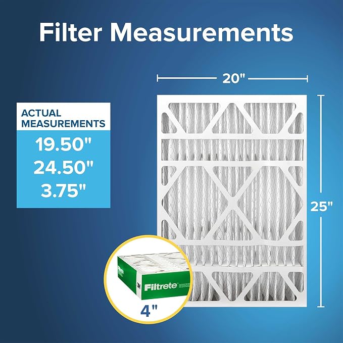 Filtrete 20x25x4 Slim Fit AC Furnace Air Filter, MPR 700, MERV 8, Fits