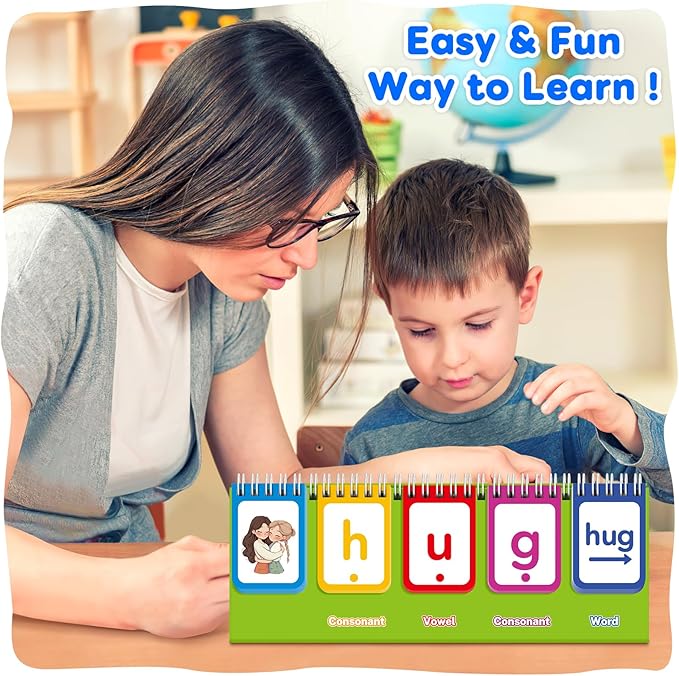 CVC Word Games,Phonics Flash Cards for Preschool Kindergarten Learning Activity,Spelling Reading Manipulative Educational Toy Speech Therapy Homeschool Classroom School Teacher Supplies