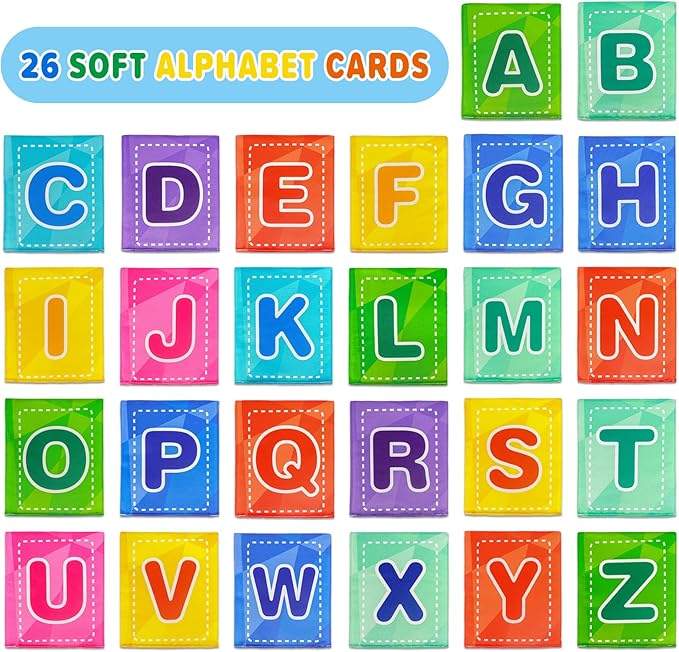 Dr.Rapeti Soft Alphabet Cards, 26pcs ABC Alphabet, 26 Letters Flash Cards with Storage Bag Washable Non-Toxic, Early Learning Toy, Baby Bath Toy for Baby Infant Toddler Kids
