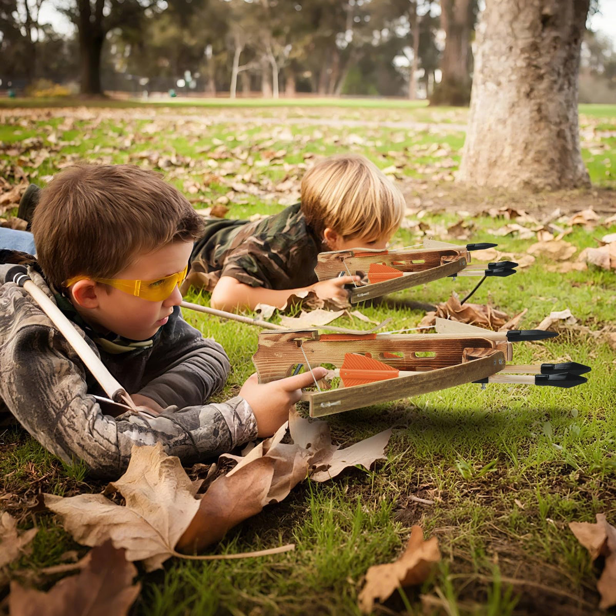 Crossbow Toy Set for Kids with 12 Wooden Arrows and Quiver, Outdoor Archery Play Set for Boys and Girls, Cross Bow Games for Adventure & Backyard Shooting Toy, Red