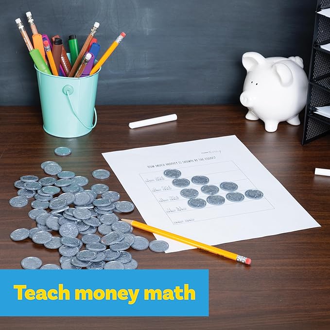 LEARNING ADVANTAGE - 7524 Learning Advantage, Play Quarters Plastic Coins - Set of 100
