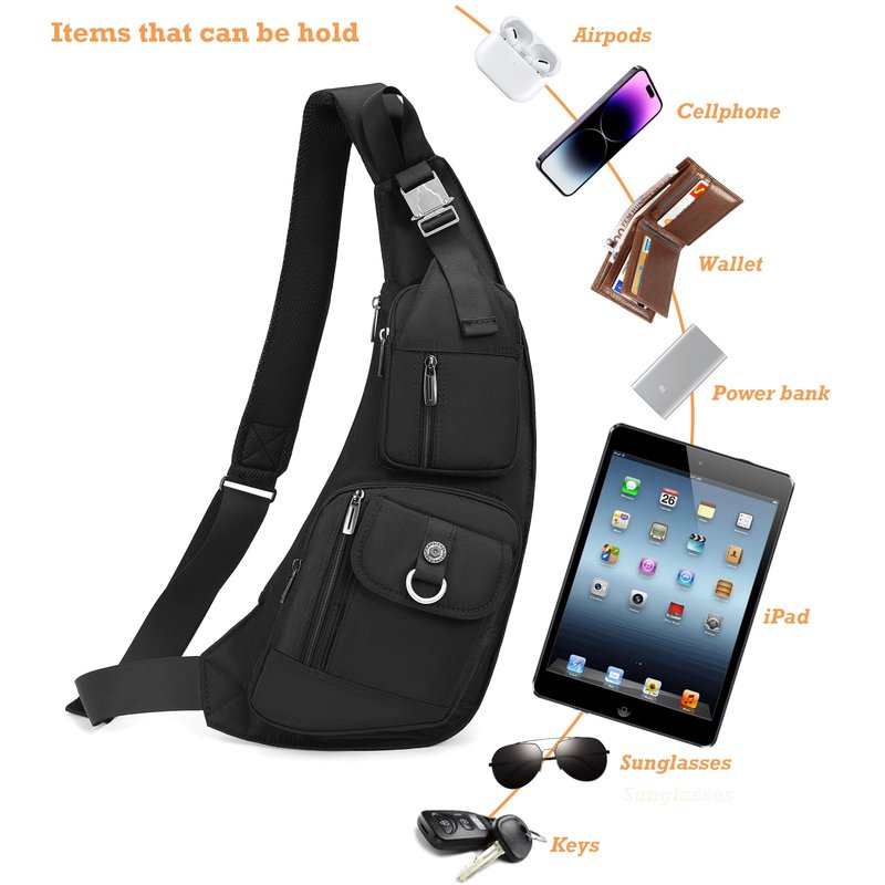NICGID Sling Bag Chest Shoulder Backpack Crossbody Bags Casual Daypack for Men Women (Black-014)