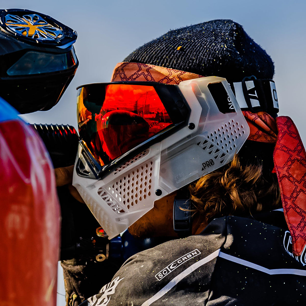 CRBN Paintball Zero Pro Goggle - Includes: Two Lens + Visor + Case - Carbon Paintball (Clear, Less Coverage)