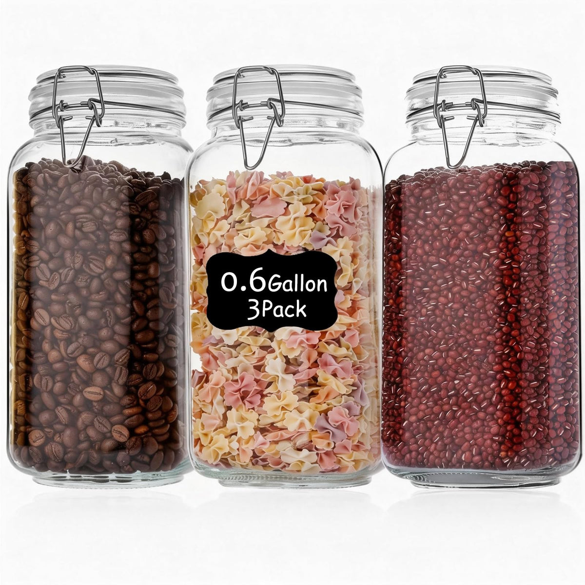 Liuruiyu Glass Food Storage Jars 6-Pack 37oz - 4x6 in-Clear Glass Food Canisters with Bamboo Lid Airtight For Serving Tea, Coffee, Flour, Sugar, Candy, Cookie, Spice and More (Circular)