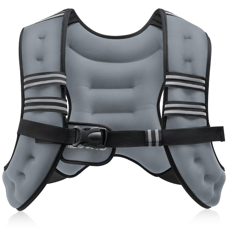 ZELUS Weighted Vest, 6lb/8lb/12lb/16lb/20lb/25lb/30lb Weight Vest with Reflective Stripe for Workout, Strength Training, Running, Fitness, Muscle Building, Weight Loss, Weightlifting, Grey(8 lb)