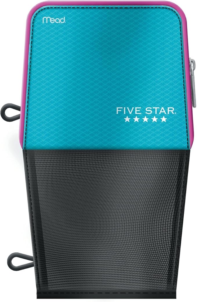 Five Star Stand 'N Store Pencil Pouch, Fits 3-Ring Binder, Pencil Case, Assorted Colors, Color Will Vary, 1 Count (50516) (Pack of 3)
