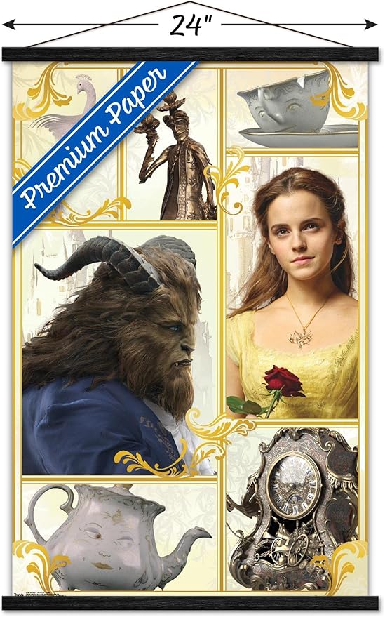 Trends International Disney Beauty And The Beast - Group Wall Poster, 22.375" x 34", Premium Print and Black Hanger Bundle