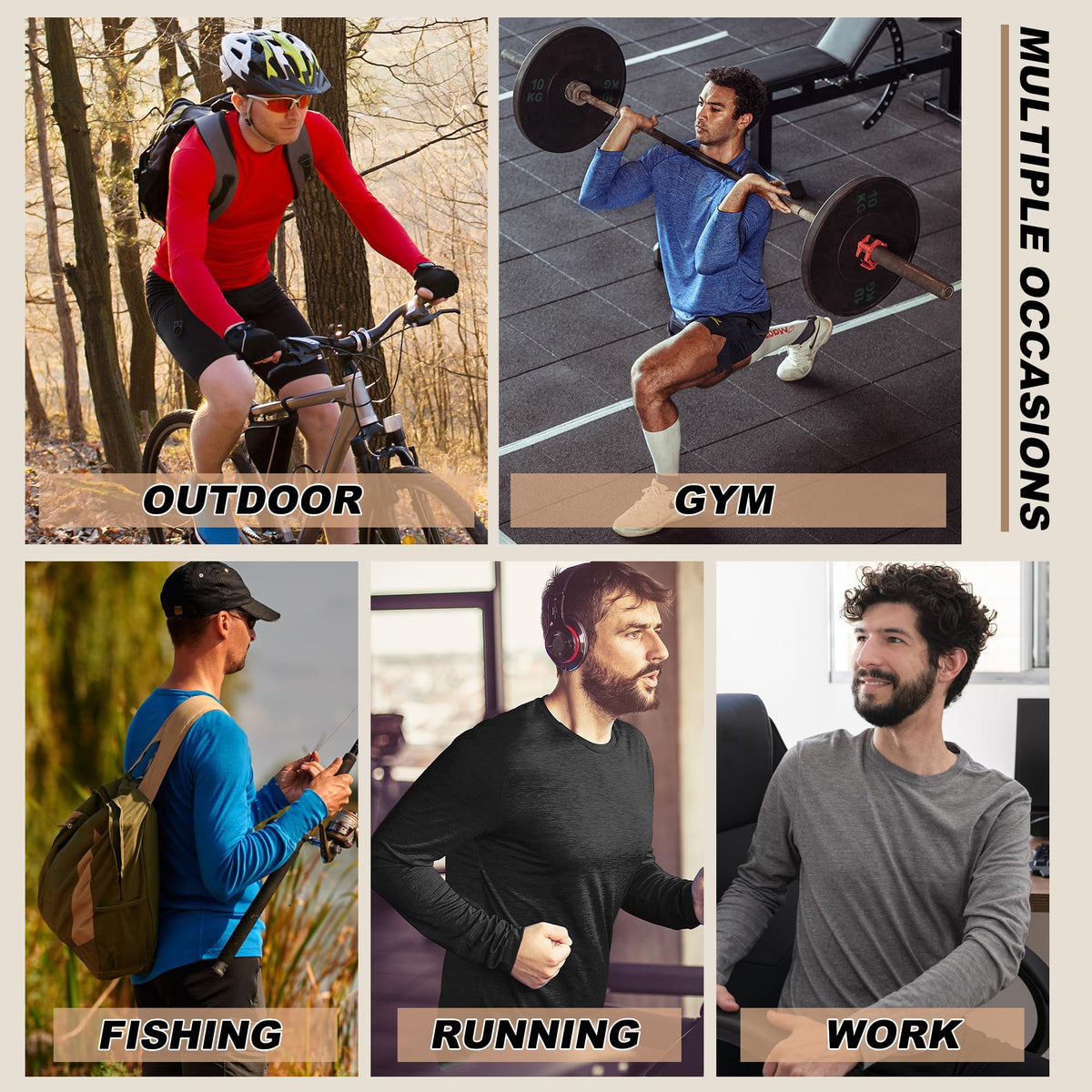 MLYENX 5 Pack Long Sleeve Shirts for Men UPF 50+ UV Sun Protection Quick Dry Moisture Wicking Workout Tee Shirts XL