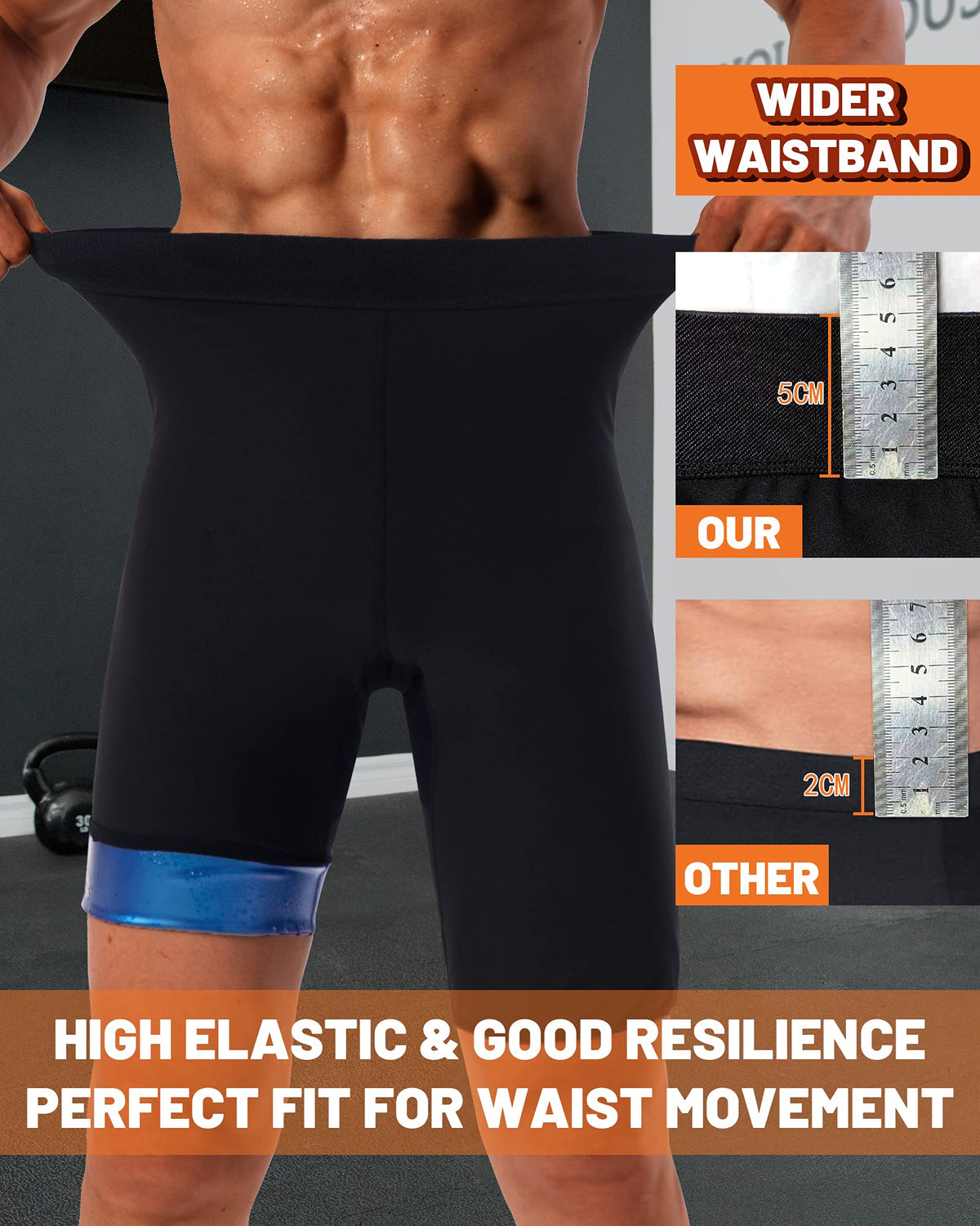LMCOB Men's Thermo Leggings - Hot Sauna Shorts, Compression Hight Waist Pants, Workout Body Shaper, Sauna Suit (BH70011-01-XL)