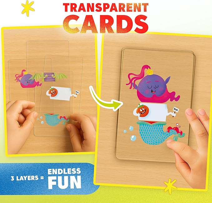 Kidrox Mix & Match Character Building Flash Cards, Transparent Layerable Learning Cards, 45 Pack