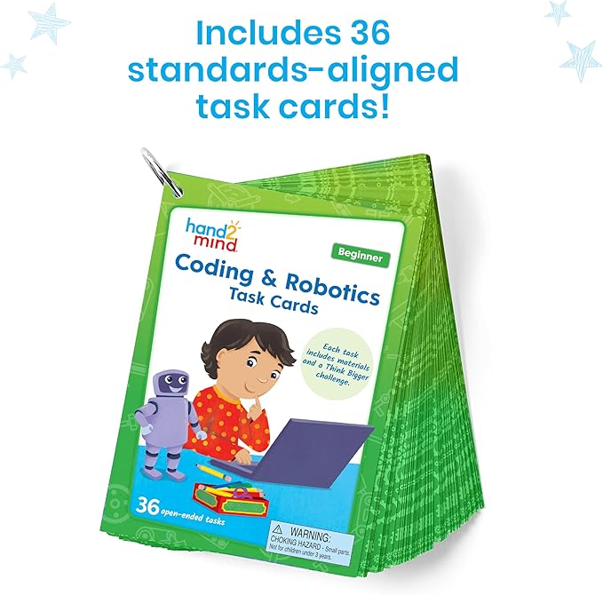 hand2mind Coding & Robotics Beginner Task Cards, Coding for Kids 5-7, STEM Projects, Computer Programming for Kids, Technology Toys, Kindergarten Learning Activities, Science Classroom Supplies