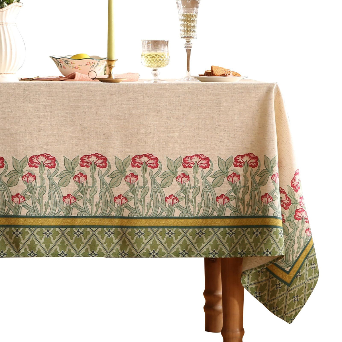 patdrea Vintage French Linen Tablecloth,Rectangular,118"x67"-Kulom A