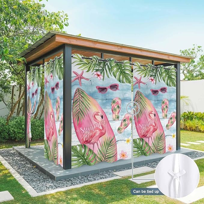 Summer Flamingbirds Outdoor Curtains