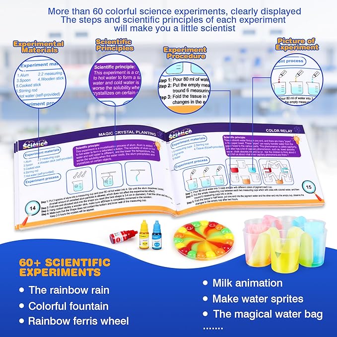 Science Kit for Kids,80 Science Lab Experiments,Scientist Costume Role Play STEM Educational Learning Scientific Tools,Birthday Gifts and Toys for 6 7 8 9 Years Old Boys Girls Kids