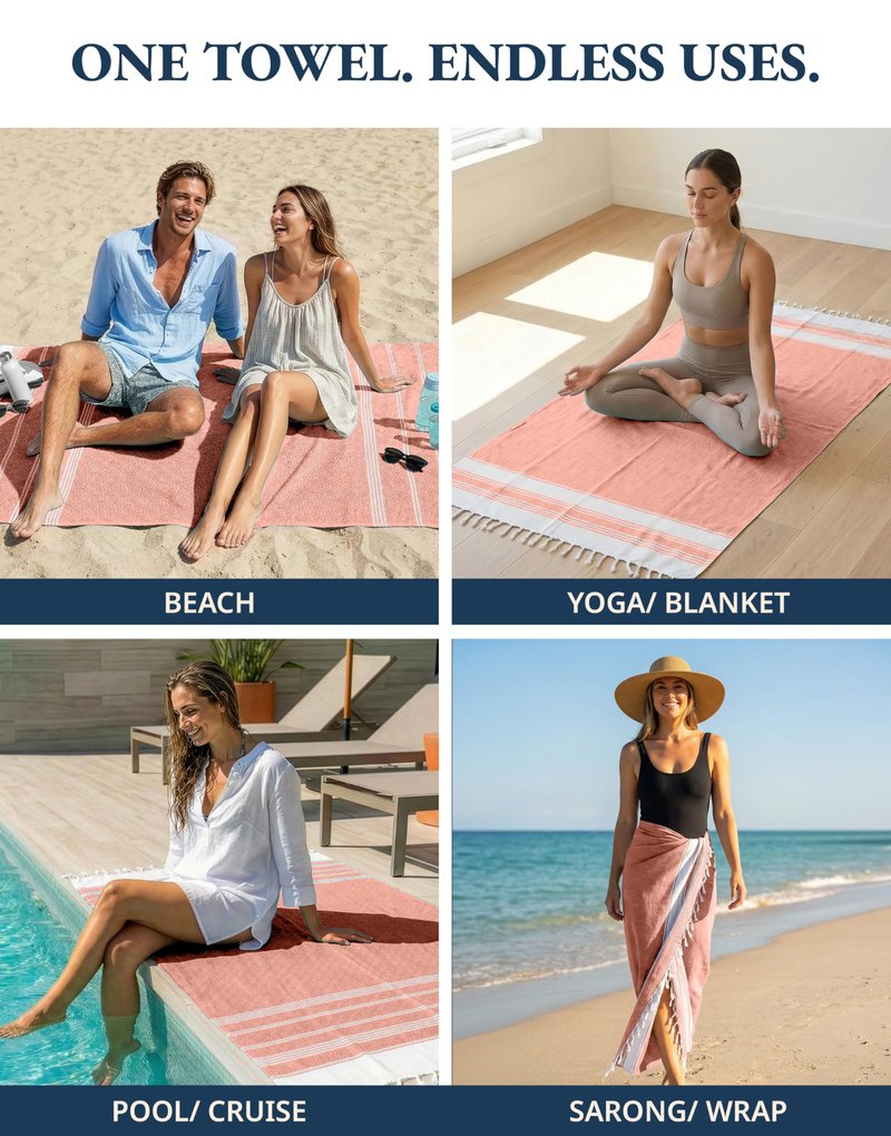 LANE LINEN Turkish Beach Towel, Oversized Beach Towel 39"x71", Lightweight Beach Essentials for Women, Large Pool Towel, Absorbent & Quick Dry, Sand Free Beach Towel - Bird of Paradise