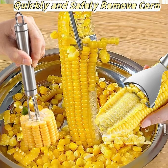 Corn Peeler 3PCS Stainless Steel Corn Peeler,Stripper Tool and Corn Holder Set 2026 Corn Planer Cutter Thresher Scraper,Peel Corn Cob Separator Quick