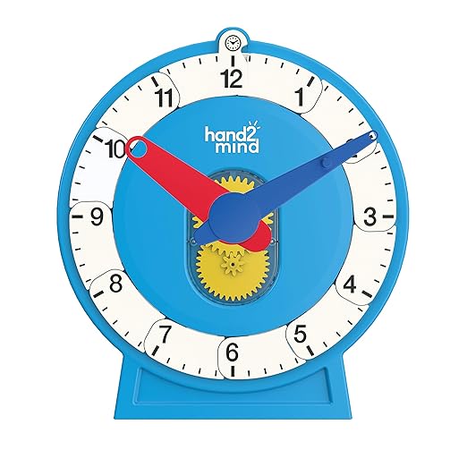 hand2mind Advanced NumberLine Clock, Telling Time Teaching Clock, Elapsed Time Clock, Analog Clock Learning for Kids, Middle School Clock Manipulatives, Teaching Time Classroom Clock (Set of 25)