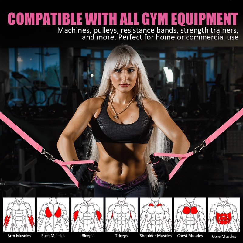 Citufuol 2 Pack Exercise Handles, Heavy-Duty Cable Machine Attachments for Strength Training, Pilates, Home Gym & Resistance Band Workouts(Pink)