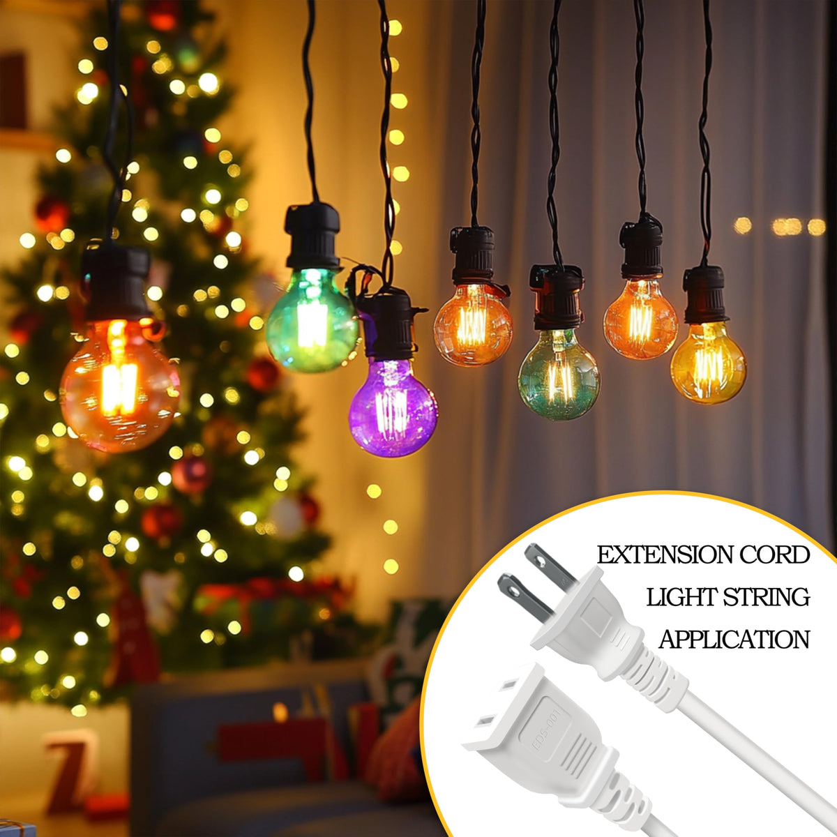 6FT Short Thin Extension Cord Indoor, White, 2 Prong, 5A 125V 625W (1Pack)