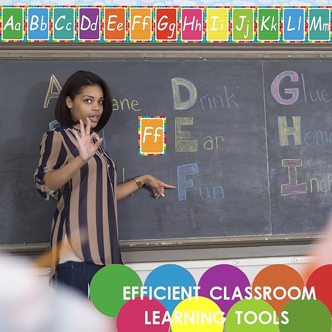 36 Alphabet Bulletin Board Set, Alpethabet Line ABC Number Poster Classroom Decorating Set Preschool English Posters Kindergarten Elementary Classroom Wall Decor Nursery Homeschool Supplies (Bright)