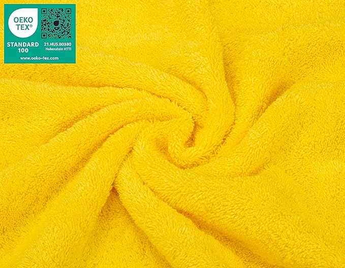 American Soft Linen Luxury Washcloths for Bathroom, 600 GSM 100% Cotton 4 Piece Turkish Wash Cloth Set, 13x13 in Soft Rags for Body and Face, Yellow Washcloths
