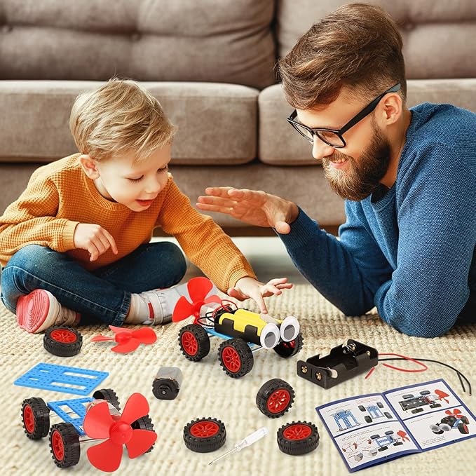 5 Set Individual STEM Kit for Kids, 2nd Grade Boy Toys Bulk Gifts, 8 9 Year Old Boys Gift Ideas, Classroom Science Kits Craft Projects Class Activity, Robot Wind Powered Car Building Activities