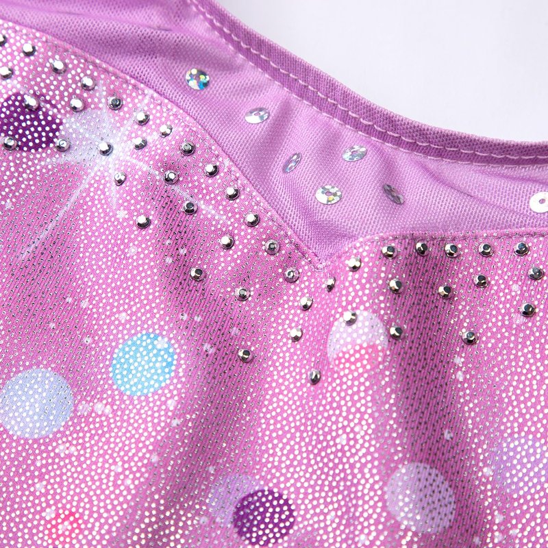 HOZIY Gymnastics Leotards for Girls 3t 4t Purple Sequins Diamond Rhinestones Mesh Strap Tumbling Outfits Dance Clothes Apparel Sparkly