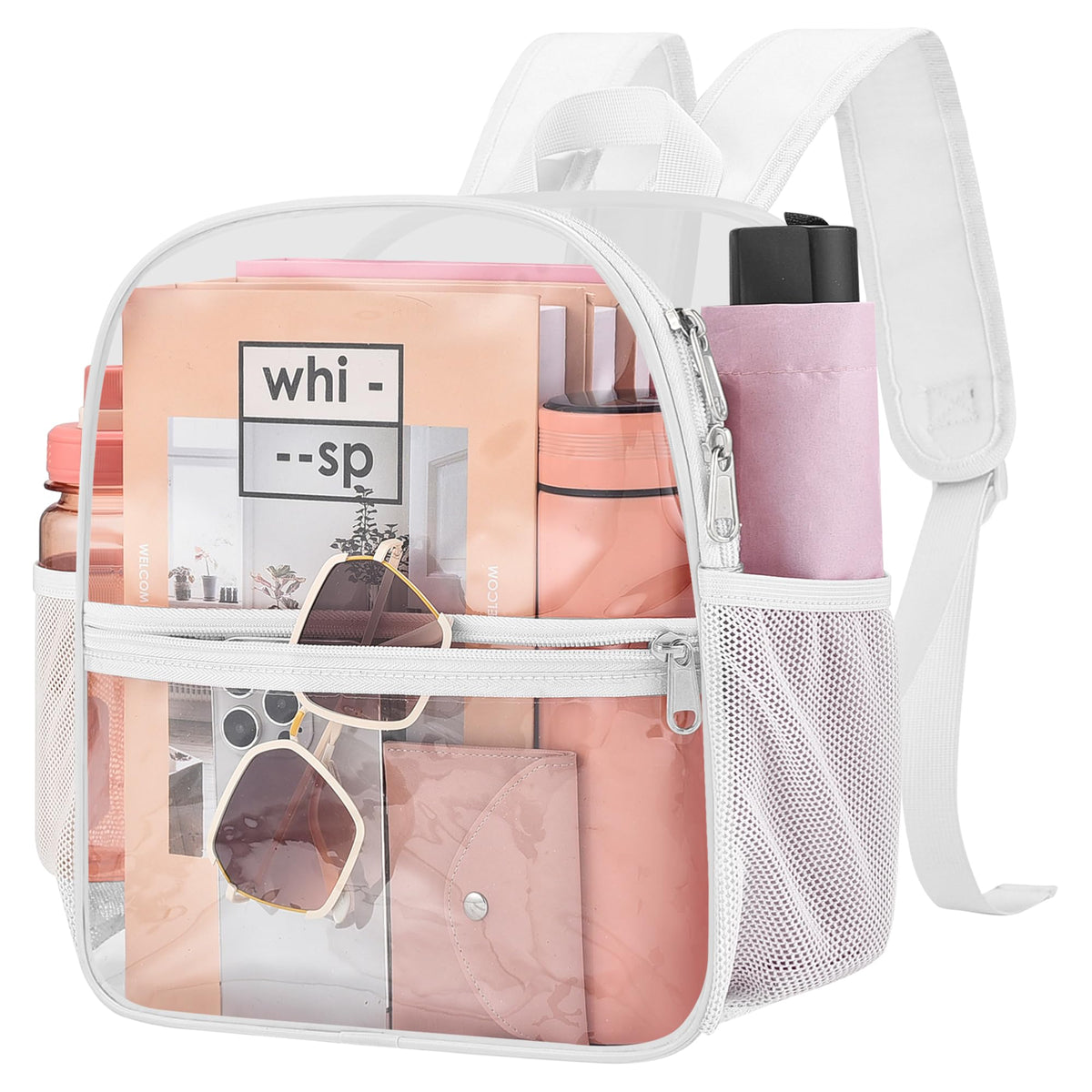 UEASE Clear Backpack for Stadium Events, 12x12x6 Small Clear Plastic bag with Reinforced Straps for Game Security Festival Concert