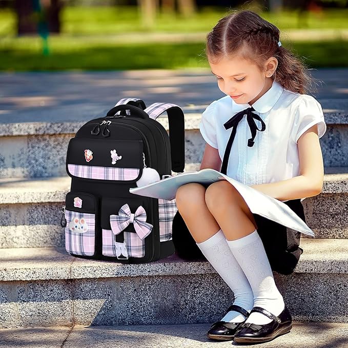 Girls Backpack,Kids School Backpack With Lunch Box Pencil Case Set,Cute Childrens Schoolbag For Girls