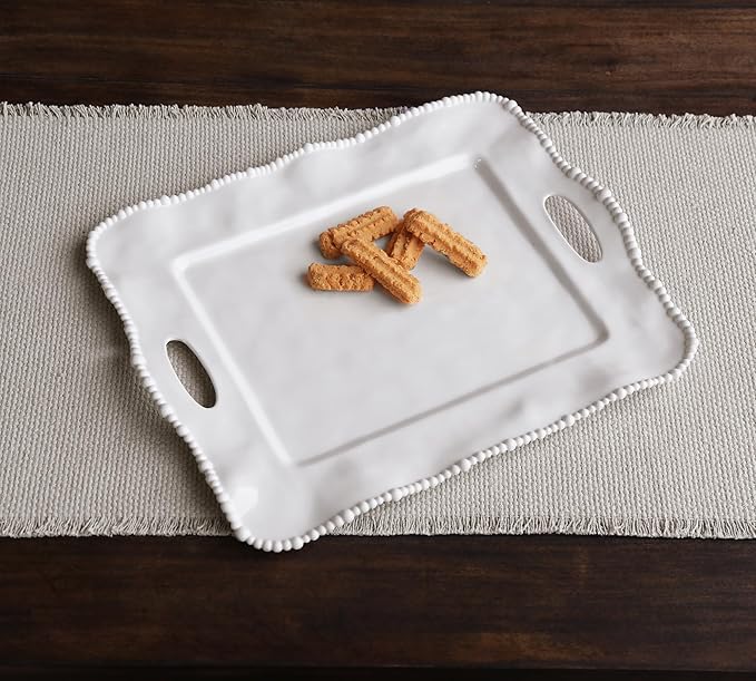 Beatriz Ball Alegria Rectangular Tray with Handles, White