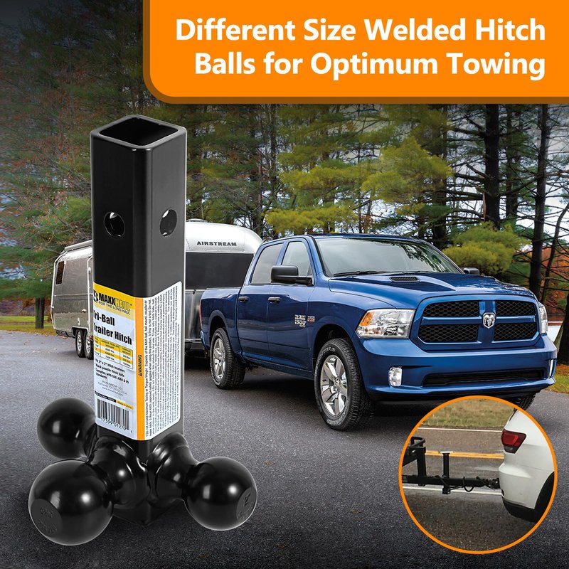 MaxxHaul 70270 Trailer Hitch Hollow Shaft Triple Ball Mount - Black