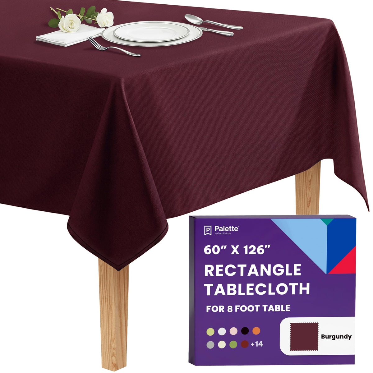 Gee Di Moda Rectangle Tablecloth - 60 x 126 Inch Black Table Cloth for 8 Foot Rectangle Tables - Heavy Duty Washable Fabric - for Holiday Party, Dinner, Weddings, Baby Shower & Events