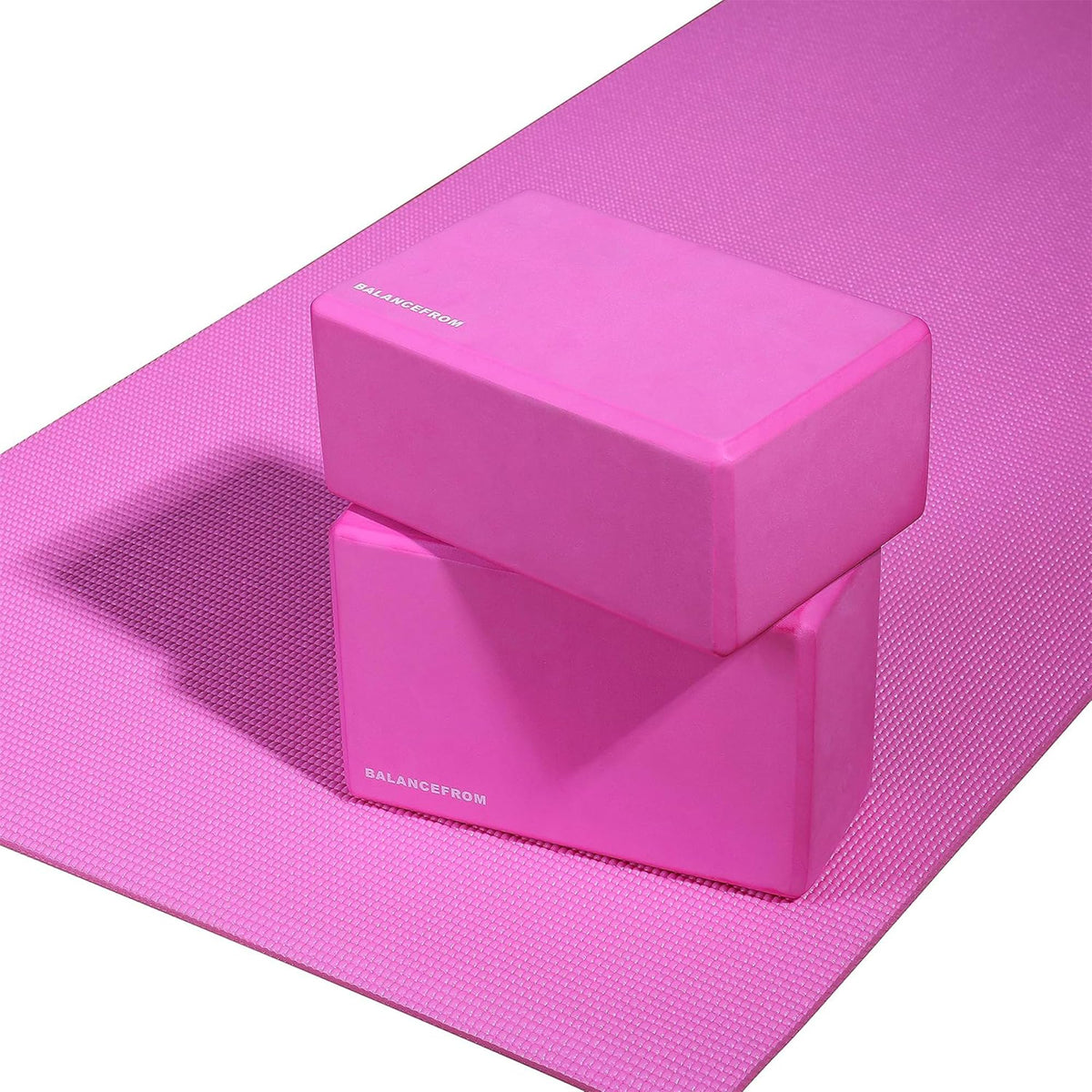 Fitvids 1/4-Inch High Density Thick Non Slip Yoga Mat with Knee Pad and Carrying Strap for Workout, Pilates, Gym Home Exercise, Pink