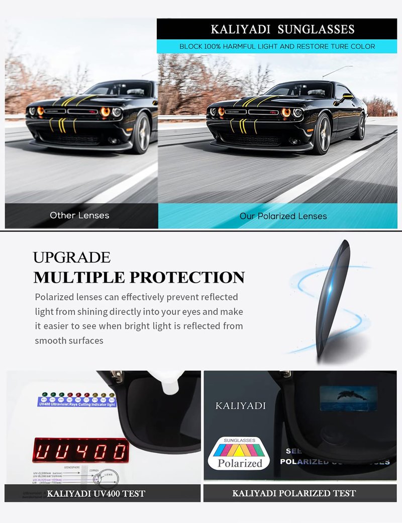KALIYADI Men's Sunglasses: Polarized Classic Sunglasses with UV Protection for Driving, Fishing, Golf