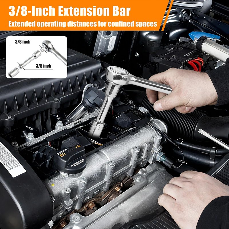 YSMD 40 Pieces 1/4-Inch & 3/8-Inch Entry-level Drive Socket Set with Reversible Ratchet, Wrench Set with Extension bar, SAE/Metric for Starter Socket Wrench Set for Light Duty Use