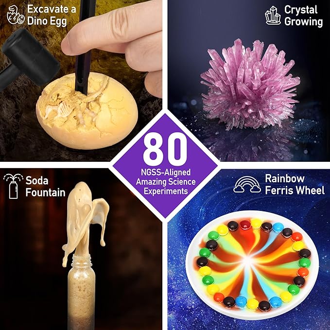 BenBen Science Kits for Kids Age 5-8, 80 Experiments Educational Toy, STEM Toys for 6 7 8 Year Old Boys Girls Birthday Gift, Volcano Science Kit, Chemistry Set for Homeschooling