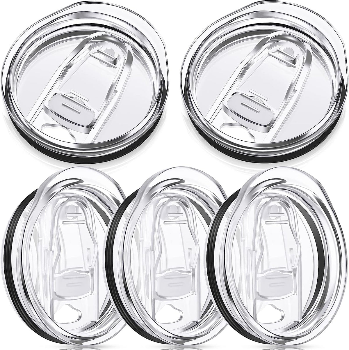 20 oz Skinny Replacement Lids Tumbler Replacement Lids Plastic Splash Resistant Covers Spill Proof Skinny Cup Covers for Mouth Cooler Cup (Clear, 5 Pack)