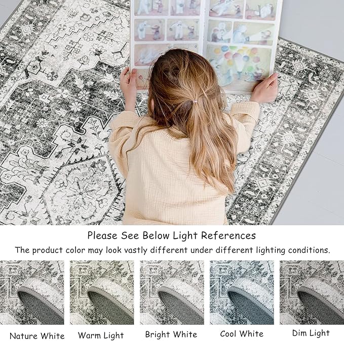 Moynesa Ultra-Thin Washable Gray Hallway Runner Rug - 2'6"x8, Non Slip Non Shedding Pet Friendly Kitchen Bathroom Carpet for Coffee Bar Vanity Entryway