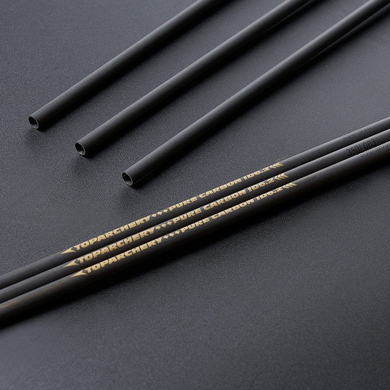 TOPARCHERY Arrow Shaft Pure Carbon Shafts 33 Inch Arrow Tube for DIY Hunting Arrows Recurve Bow Compound Bow 12Pcs (Spine:300)