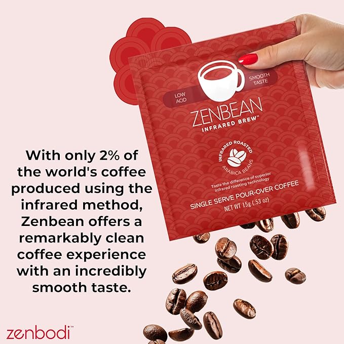 Zenbean Infrared Brew Low Acid Coffee Packets, 10 Travel Packs