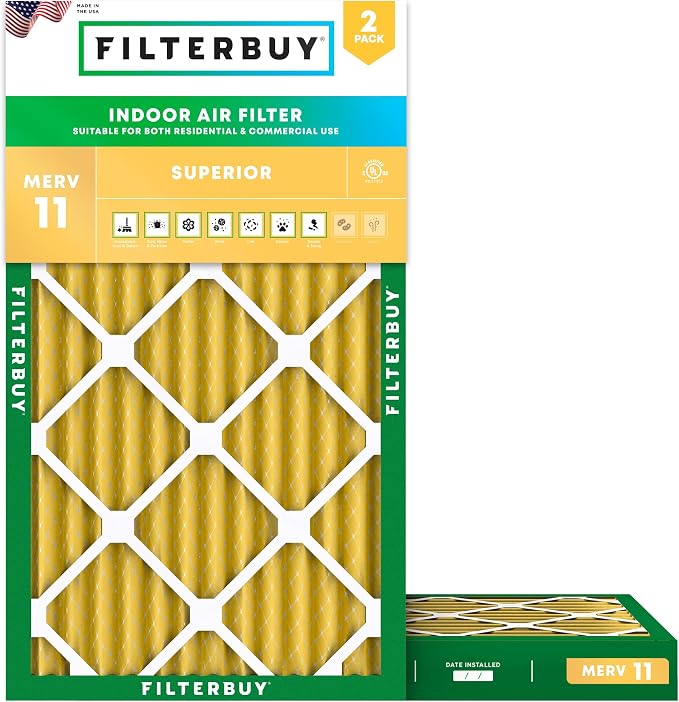 Filterbuy 14x24x2 Air Filter MERV 11 Superior Pet & Allergy Defense,